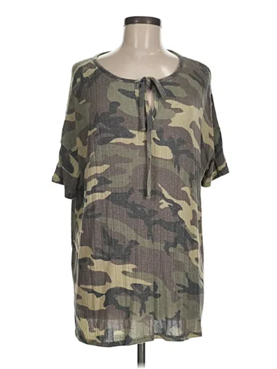 Pre-owned Honeyme Short Sleeve Henley Shirt In Brown