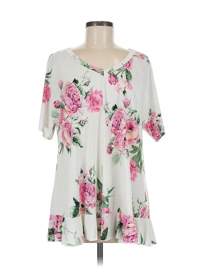 Pre-owned Honeyme Short Sleeve Top White Scoop Neck Tops