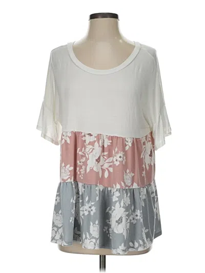 Pre-owned Honeyme Short Sleeve Top White Scoop Neck Tops