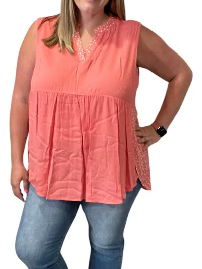 Honeyme Sleeveless Gabby Top In Coral In Pink