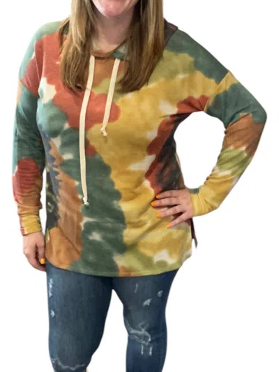 Honeyme Southwest Tie Dye Hoodie In Green