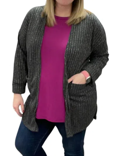 Honeyme Sparkle Cardigan In Charcoal In Pink