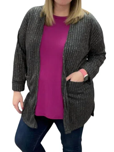 Honeyme Sparkle Cardigan In Charcoal In Purple