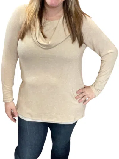 Honeyme Sparkle Cowlneck Sweater In Gold