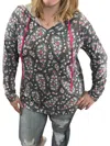 Honeyme Spring Floral Hoodie In Black In Black