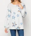 Honeyme Star Print Pullover In Grey In White