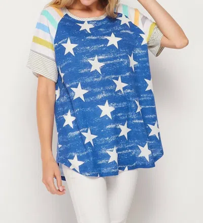 Honeyme Stars & Stripes Raglan Top In Blue