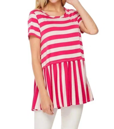 Honeyme Stripe Babydoll Top -plus In Pink