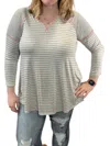 Honeyme Stripe Raglan Tee In Grey In Grey