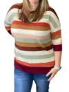 Honeyme Stripe Weekender Tee In Rust Brown In Multi