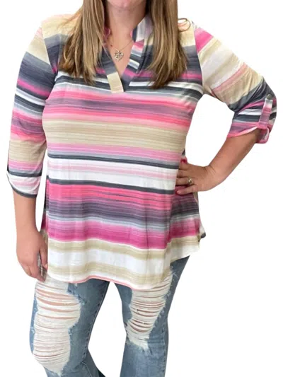 Honeyme Striped Gabby Top In Pink In Multi