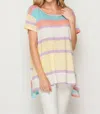 Honeyme Striped High Low Knit Top -plus In Multi In Multi