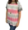 Honeyme Striped Tie Dye Top In Pink In Multi