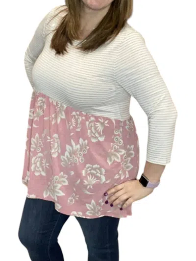Honeyme Stripes Go Babydoll Top In Mauve In Multi