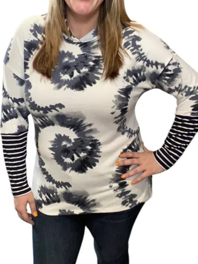 Honeyme Swirl Hoodie In Navy/white In Multi