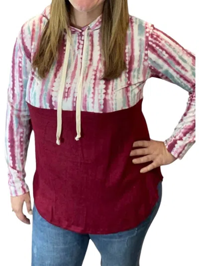 Honeyme Tie Dye Hoodie In Magenta In Burgundy