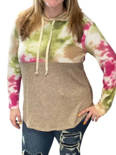 Honeyme Tie Dye Hoodie In Mocha In Brown