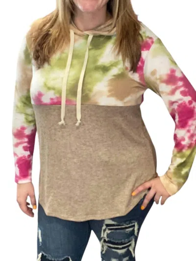 Honeyme Tie Dye Hoodie In Mocha In Multi