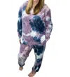 Honeyme Tie Dye Lounge Set In Purple/navy In Multi