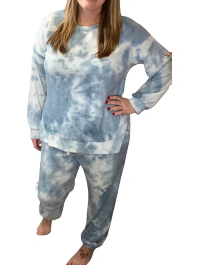 Honeyme Tie Dye Lounge Set In Sky Blue
