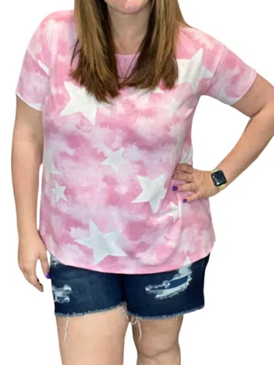 Honeyme Tie Dye Star Tunic Top In Pink