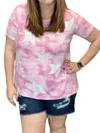 Honeyme Tie Dye Star Tunic Top In Pink In Pink
