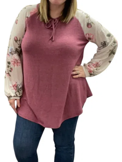 Honeyme Tie Front Floral Sweater In Rust In Brown