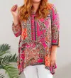 Honeyme V-neck Sharkbite Top In Pink Multi In Pink