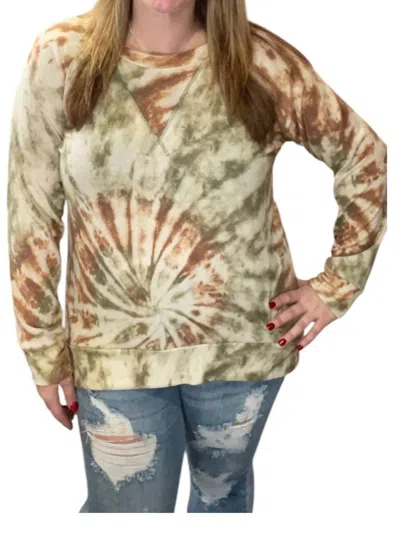 Honeyme Weekender Top In Olive/mocha In Multi