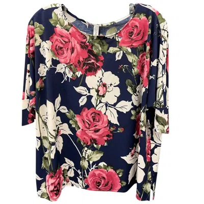 Honeyme Women's Floral Top In Navy In Blue
