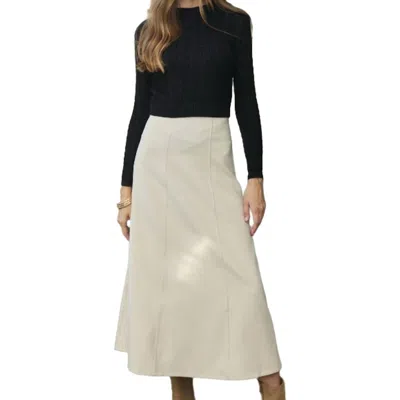 Honeyseed Thin Wool Seamed Midi Skirt In Ivory/cream In Multi