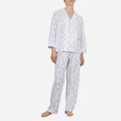 Honna Women's Printed Long Pj Set In Blue Vine In Multi