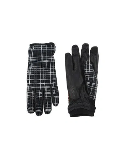 Honns Man Gloves Black Size L Soft Leather, Nylon, Habotai Silk, Silicon
