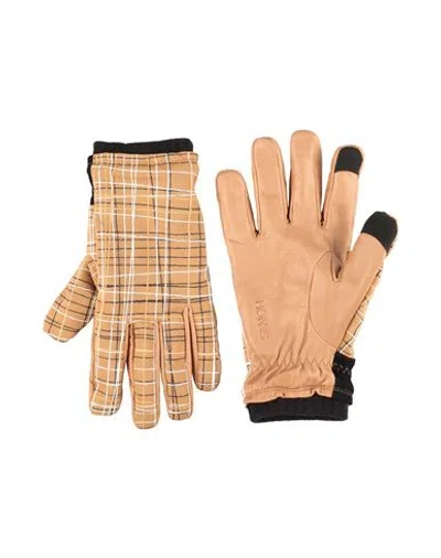 Honns Man Gloves Camel Size Xl Soft Leather, Nylon, Habotai Silk, Silicon In Brown