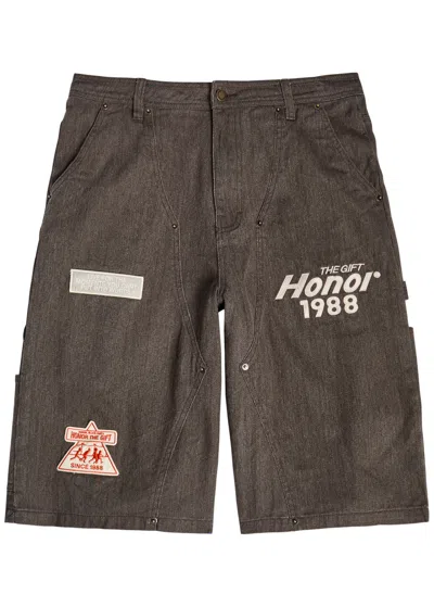 Honor The Gift Appliquéd Twill Shorts In Black