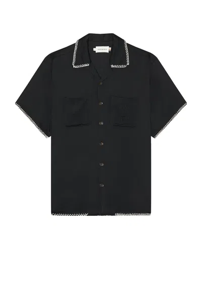 Honor The Gift Blanket Stitch Woven Shirt In Black