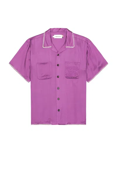 Honor The Gift Blanket Stitch Woven Shirt In Purple