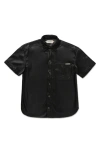 HONOR THE GIFT BOXY FAUX LEATHER SNAP-UP SHIRT