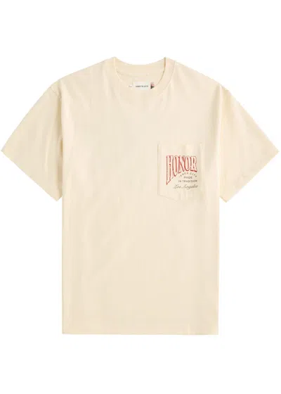 Honor The Gift Cigar Label Printed Cotton T-shirt In Beige