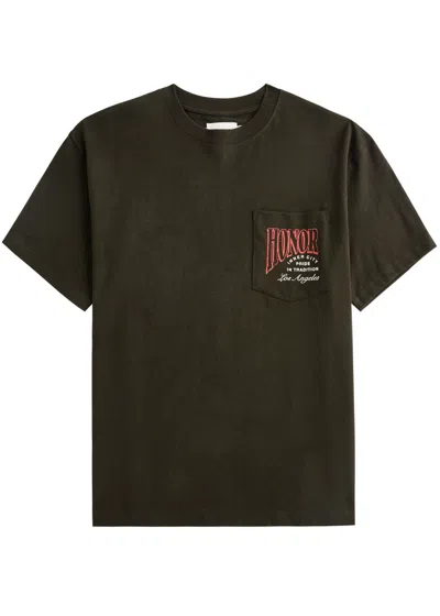 Honor The Gift Cigar Label Printed Cotton T-shirt In Black