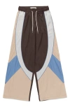 Honor The Gift Colorblock Wide Leg Drawstring Pants In Blue
