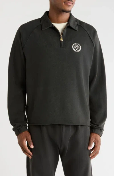 Honor The Gift Cotton Terry Quarter-zip Pullover In Black