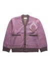Honor The Gift Crest-embroidered Cardigan In Purple