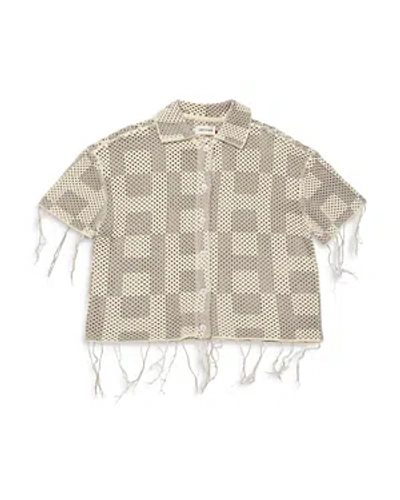 Honor The Gift Crochet Button Front Sweater In Neutral