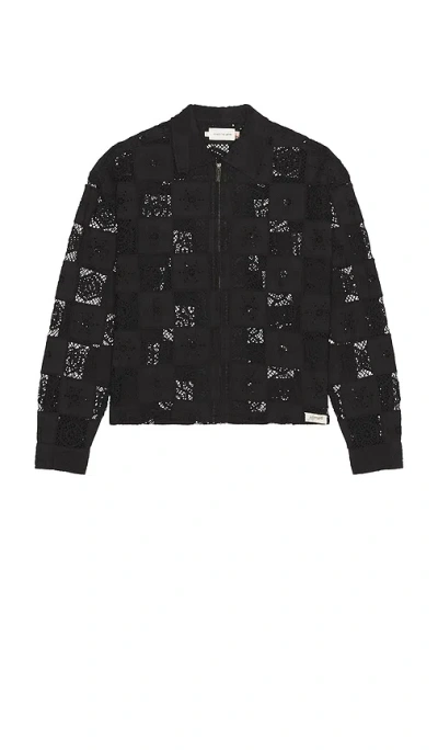 Honor The Gift Crochet Full Zip Jacket In Black