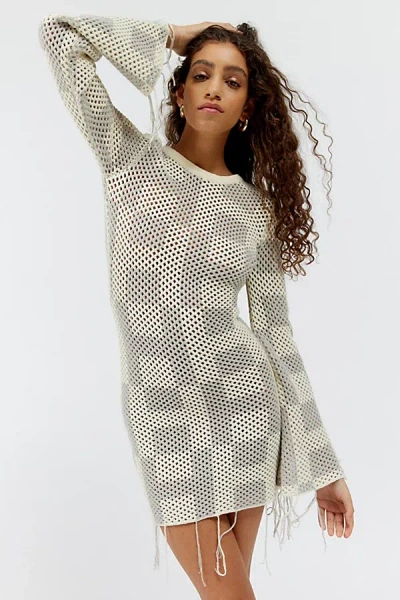 Honor The Gift Crochet Mini Dress In Light Grey, Women's At Urban Outfitters