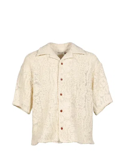 Honor The Gift Crochet-lace Mind Maze Camp Shirt In Neutral