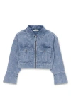Honor The Gift Crop Denim Jacket In Blue