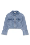 Honor The Gift Crop Denim Jacket In Light Blue