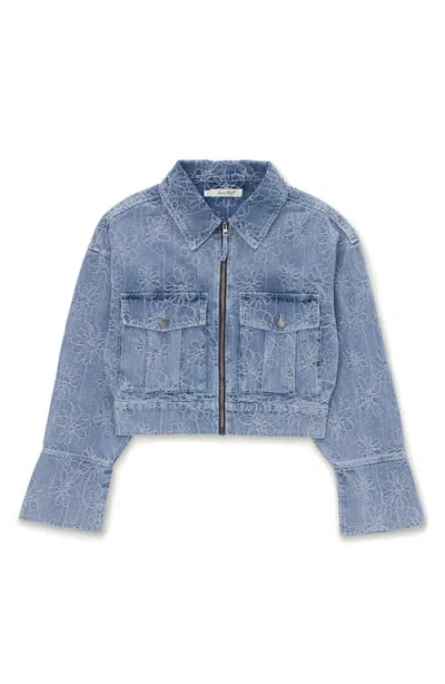 Honor The Gift Crop Denim Jacket In Light Blue